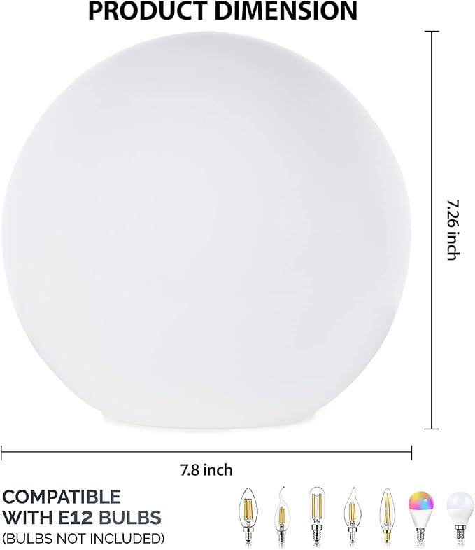 7.8 Inch Ball Table Lamp with Glass Shade Stylish Ball Light Lamp for Bedroom Living Room and Bookshelf Modern Design Perfect for Home Decor, Without Bulb