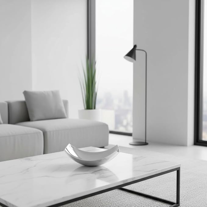 Modern Day Accents Silver SM Cucha Small Scoop, Shiny Bowl, Aluminum, Modern, Tabletop, Accent Piece, Home or Office, Decor, 13" L x 7.5" W x 4.5" H