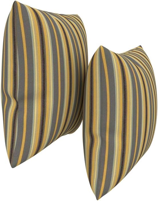 Covers & All Sunbrella Indoor/Outdoor Throw Pillows, Square Throw Pillows Inserts with Covers Set of 2 (Foster Metallic, 16x16)