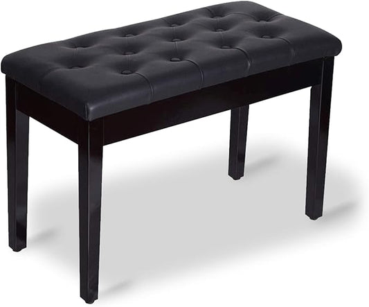 Piano Bench with Padded Cushion and Music Book Storage Compartment, Duet Wooden Seat, 13.7 x 29.5 x 20 inches, Load 440lb Black