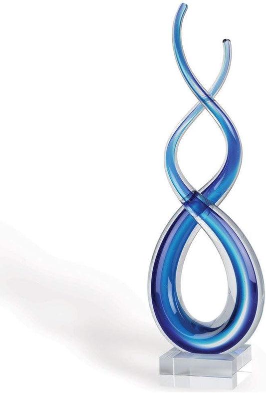 Badash - Touch of The Blues Murano Style Art Glass Centerpiece on Crystal Base H14