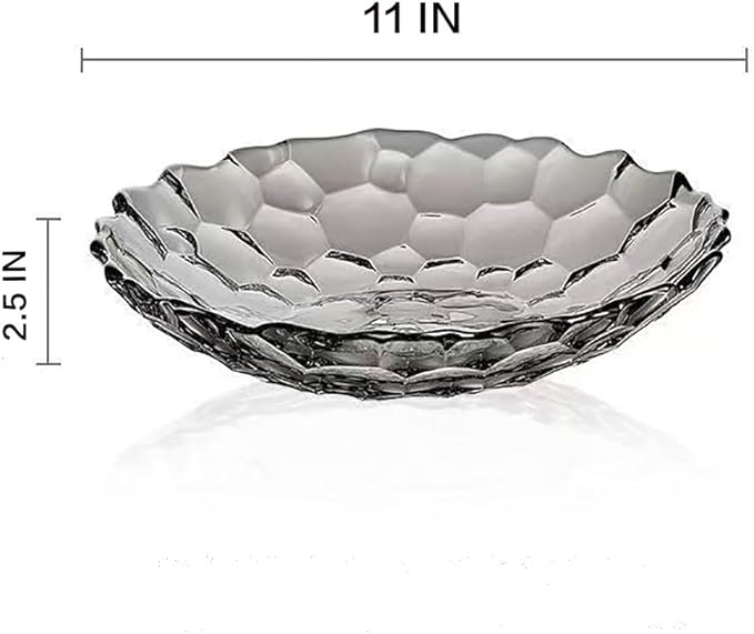 2 Pack Glass Fruit Bowl, Fruit Basket Holder, Crystal Fruit Bowl, Dessert Plate,Decorative Pedestal Bowl,for Table Décor for Home,Office, Wedding Decor, Fruit, Snack, Dessert (Large,Grey)