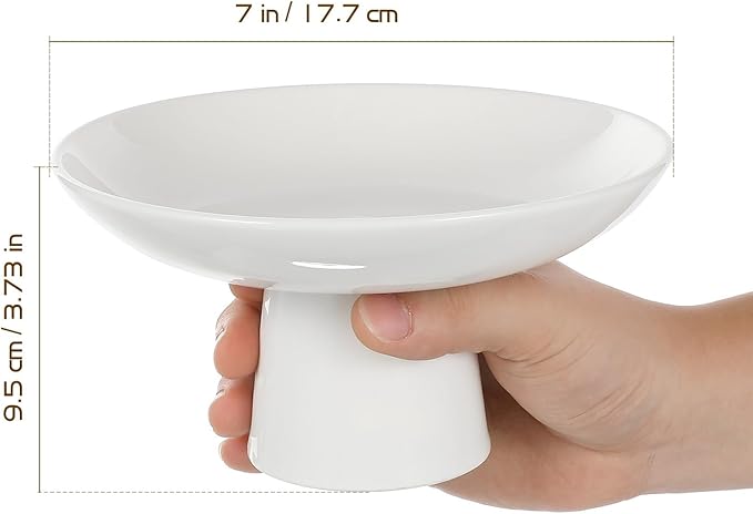 VILLCASE Footed Fruit Bowl Ceramic, 7 inch Decorative Pedestal Bowl for Snacks Dessert, Modern Ceramic Fruit Container Basket for Home Dining Kitchen Counter Decor
