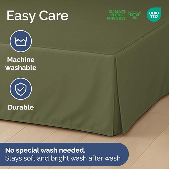 Pleated Bed Skirt Full Size - 3 Sided Pleated Bed Skirt Full - Ultra-Soft, Easy Fit with 15 Inch Tailored Drop - Hotel Quality, Wrinkle & Fade Resistant - for Women, Men, Kids and Teens - Sage Green