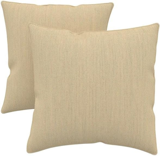 Covers & All Sunbrella Indoor/Outdoor Square Throw Pillows Inserts with Covers, Water Resistant & UV Fade Resistant Set of 2 (Spectrum Sand-Self Welt, 16x16)