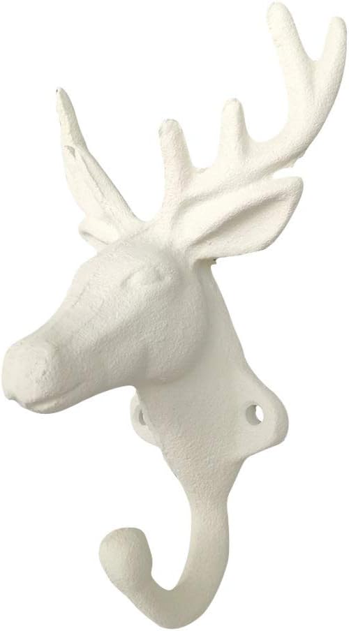 Comfy Hour Antique and Vintage Animal Collection Cast Iron Deer Single Key Coat Hook Rack Wall Hanger, Heavy Duty Recycled Gift Idea