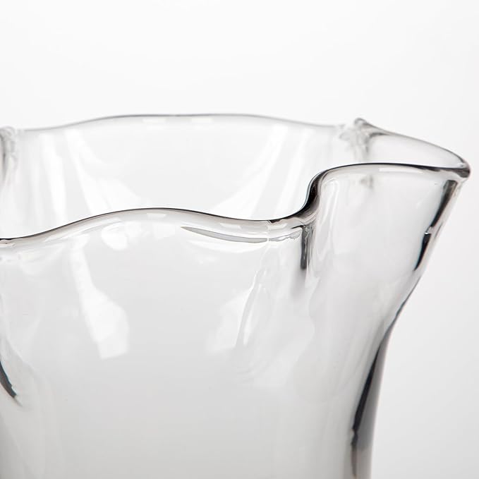 8 inch Clear Glass Vases Flower Vases for Centerpiece, Large Crystal Vases for Flowers Wide Mouth Vase for Home Office Living Room Shelf Wedding Decor (Clear)