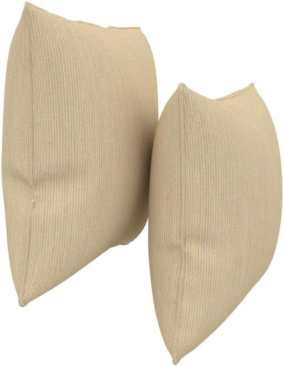 Covers & All Sunbrella Indoor/Outdoor Square Throw Pillows Inserts with Covers, Water Resistant & UV Fade Resistant Set of 2 (Spectrum Sand-Self Welt, 16x16)