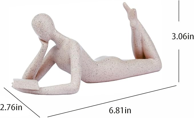 "Reading Woman Thinker Sculpture is a Modern Abstract Decorative Piece, a Favorite Among Book Lovers and Thinkers, Suitable for Placement in Living Rooms, Offices, and bedrooms. (Sandstone A)