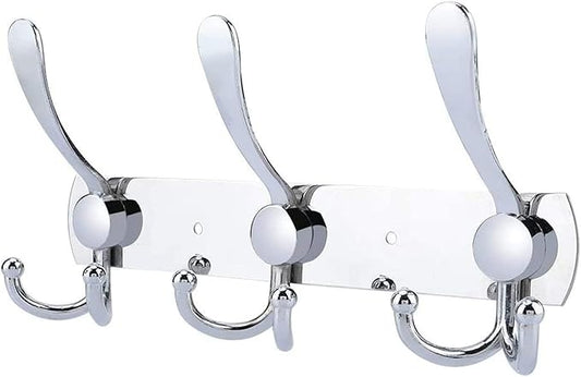 Coat Rack Wall Mounted,3 Tri Stainless Steel Coat Hook for Coat Hat Robes Towel in Mudroom Entryway (Sliver, 1 Pack 3 Hook)