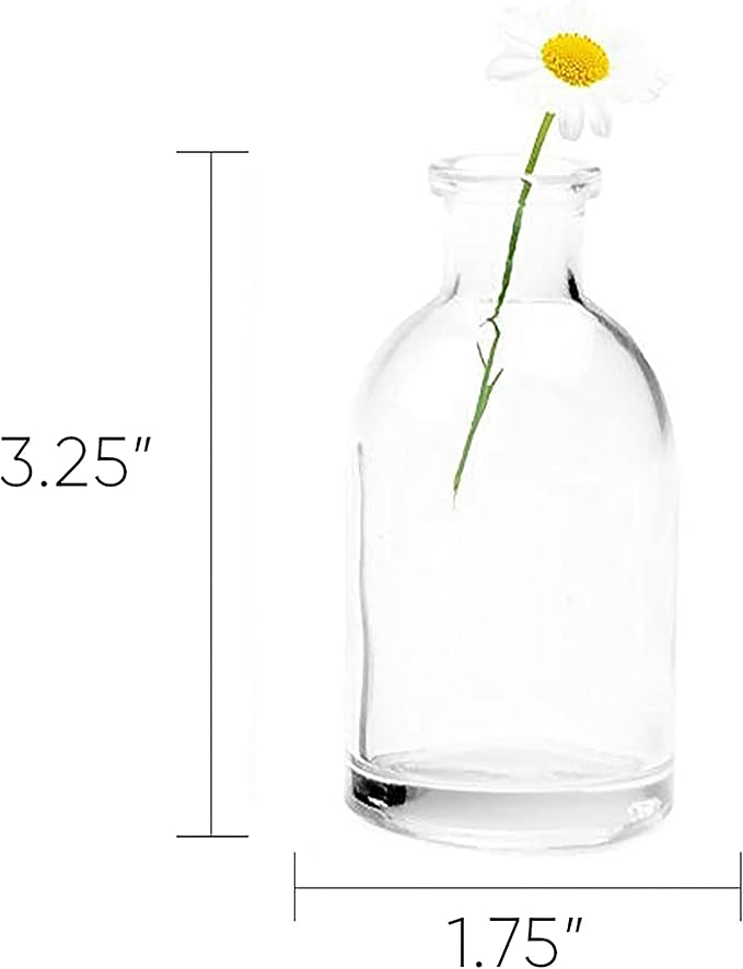 CHIVE ‘Loft’ Small Mini Flower Vases - Clear Glass Bud Vases, Set of 10 Color - Cute Vintage Rustic Centerpieces for Wedding, Events & Home - Premium Quality, Designed to Last