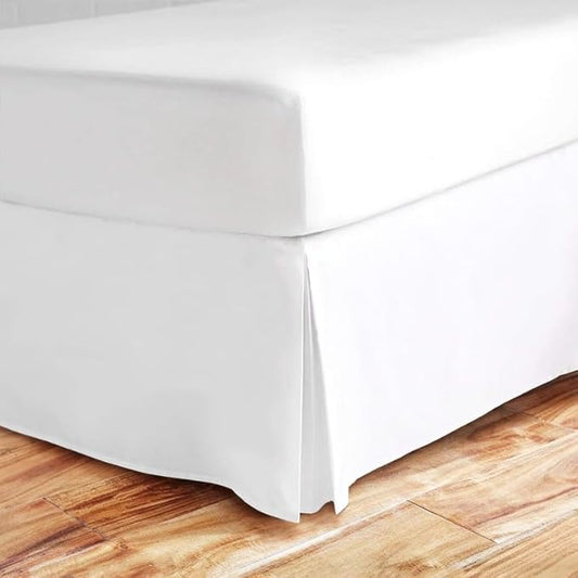 Valencia Beddings Split Corner Bed Skirt 18 Inch Drop Twin XL Size 100% Egyptian Cotton Wrinkle and Fade Resistant Twin XL Size, White Solid