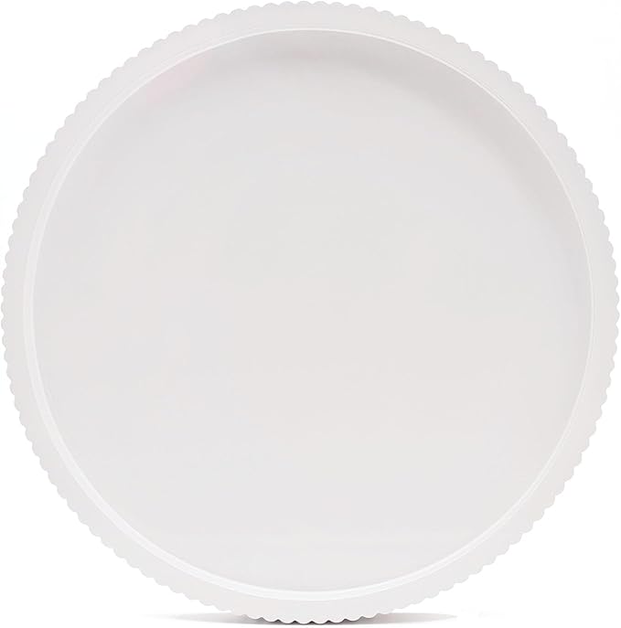 Carah & Cossh Round Wooden Serving Tray, White Round Decorative Wood Tray, Modern Decorative Tray, Perfect for Storage and Display (White B)