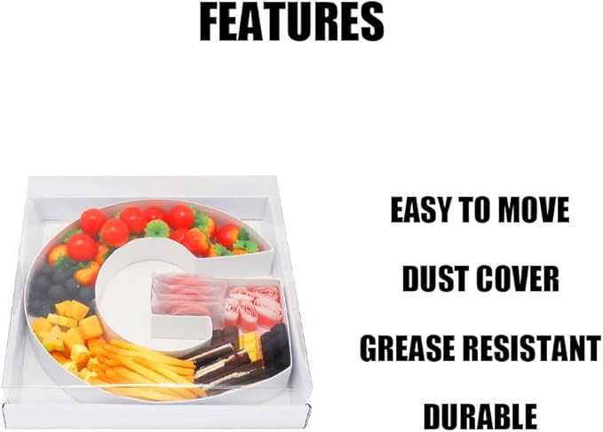 WENPACK 12.5" Cardboard Letter Shaped Mache Decorative Strawberries Fillable Sweets Candy Box with Clear Lid (White, G)