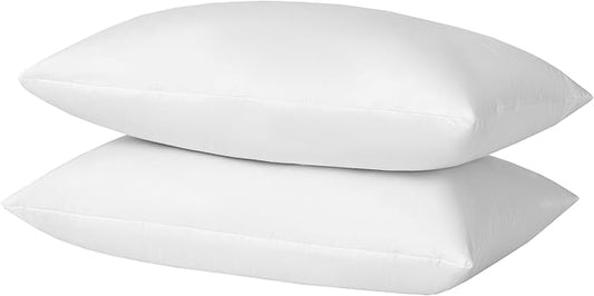 basic home 12x20 Decorative Throw Pillow Inserts-Down Feather Pillow Inserts-Oblong-Cotton Fabric-Set of 2-White.