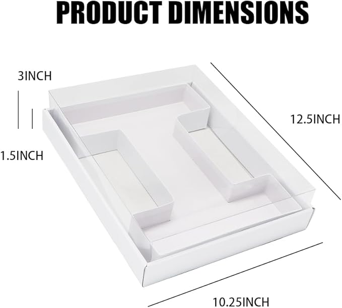 WENPACK 12.5" Cardboard Letter Shaped Mache Charcuterie Tray Strawberries Fillable Grazing Box with Clear Lid (White, I)