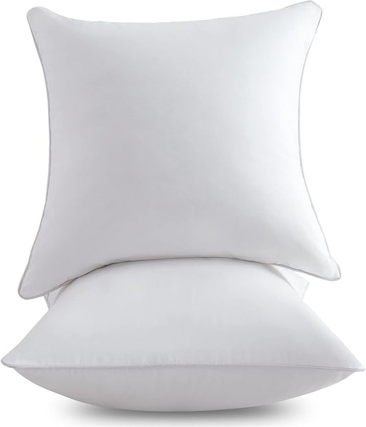 FAVRIQ 22 x 22 Pillow Inserts (Set of 2) - 22 Inch Square Interior Sofa Throw Pillow Inserts with 100% Cotton Cover - Decorative Pillow Insert White Sofa Pillow