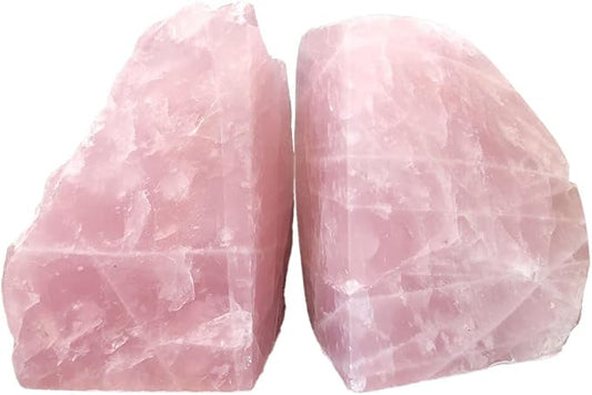 Natural Rose Quartz Bookends Decorative Crystal Book Ends Pink Stone Heavy Duty Gemstone Bookend 1 Pair 3-4 LBS
