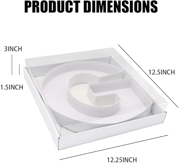 WENPACK 12.5" Cardboard Letter Shaped Mache Decorative Strawberries Fillable Sweets Candy Box with Clear Lid (White, G)