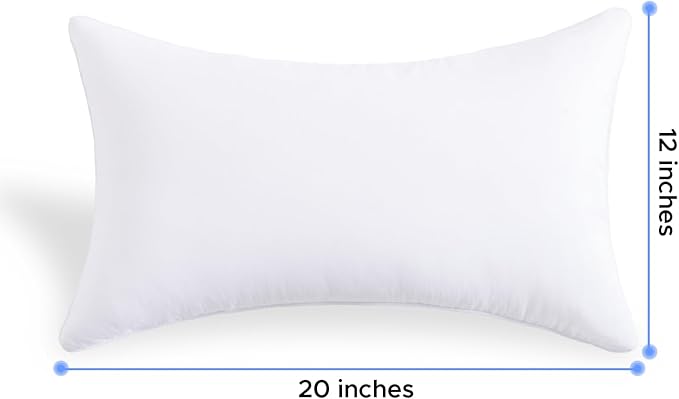 MCWPHLS 12x20 Outdoor Pillow Inserts Set of 4 Waterproof Rectangular Lumbar Support White Decorative Throw Pillow Inserts for Indoor Couch Sofa Beds Cushions Outdoor Patio Furniture