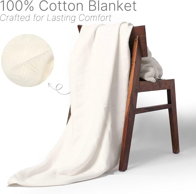9Threads 100% Cotton Herringbone Weave Blankets, 66" X 90" Twin, Throw Blanket for Bed, All Season Cotton Blanket, Cozy Blanket,Throws & Bed Blanket, Throw Blanket for Couch, Modern Home Decor -Tusk