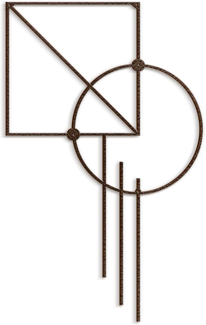 SIGNLEADER Metal Wall Decor Rectangle Circle Linear Minimalist Modern Luxury Wall Sculpture Hangings 3D Statue Home Decoration for Living Room, Bedroom, Bathroom, Kitchen, Fireplace, Office - 18" Bronze