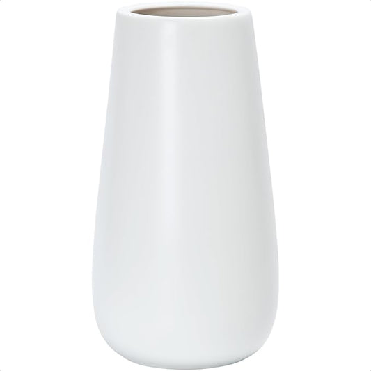 D'vine Dev 12 Inch White Elegant Oval Ceramic Vase for Flowers, Home Décor Vase with Design Box, VS-LD-C-4