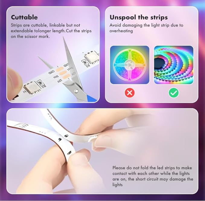 166 ft I(2 Rolls of 83ft) C+RGB,Led Lights for Bedroom,Music Sync Color Changing,Led Strip Lights,with Remote App Control, Led Lights for Room Home Kitchen Decor Party