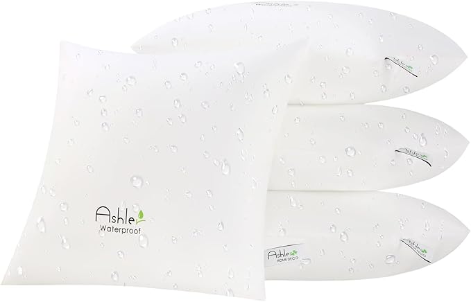 Ashler Home Deco Outdoor Pillow Inserts 18x18 Pack of 4, Waterproof Patio Furniture Pillows Decorative for Garden, Hypoallergenic Pillow Square Lumbar Pillow Form for Sofa Couch