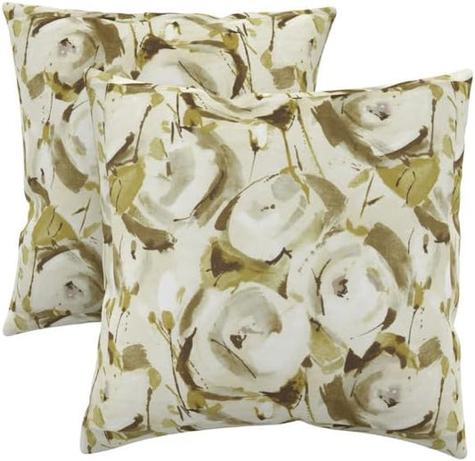 Covers & All Sunbrella Indoor/Outdoor Throw Pillows, Square Throw Pillows Inserts with Covers Set of 2 (Marcello Willow, 16x16)