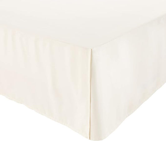 Amazon Basics Lightweight Pleated Soft Machine Washable Bed Skirt, King Size, Off White, Solid