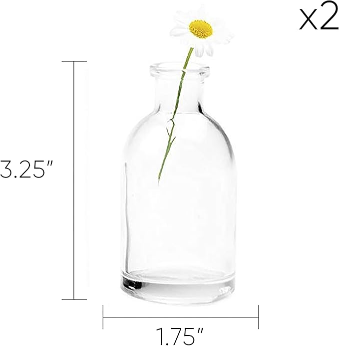 CHIVE ‘Loft’ Small Mini Flower Vases - Clear Glass Bud Vases, Set of 10 - Cute Vintage Rustic Centerpieces for Wedding, Events & Home - Premium Quality, Designed to Last