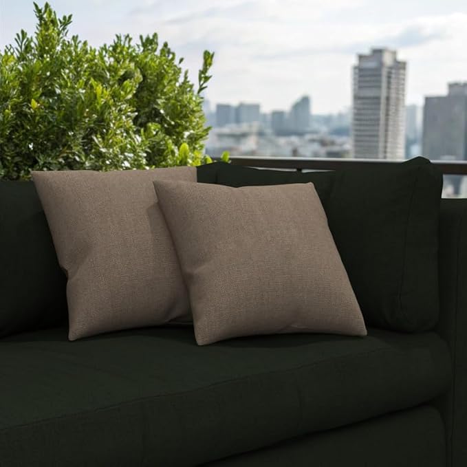 Covers & All Sunbrella Indoor/Outdoor Throw Pillows, Square Throw Pillows Inserts with Covers Set of 2 (Canvas Taupe, 16x16)
