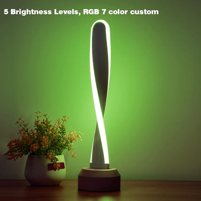 Table Lamp RGB Wood lamp Bedside Lamp 16 Color-Changing Light, Natural Beech Night Light for Living Rooms and Bedrooms Creative Home Decor, Unique House warmging Gift(US-LX-RGB)