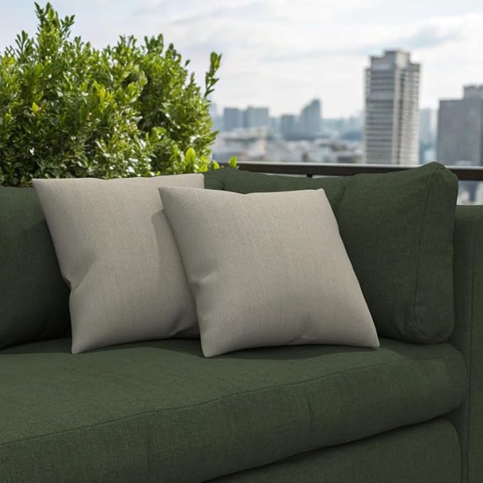 Covers & All Sunbrella Indoor/Outdoor Square Throw Pillows Inserts with Covers, Water Resistant & UV Fade Resistant Set of 2 (Spectrum Dove, 16x16)
