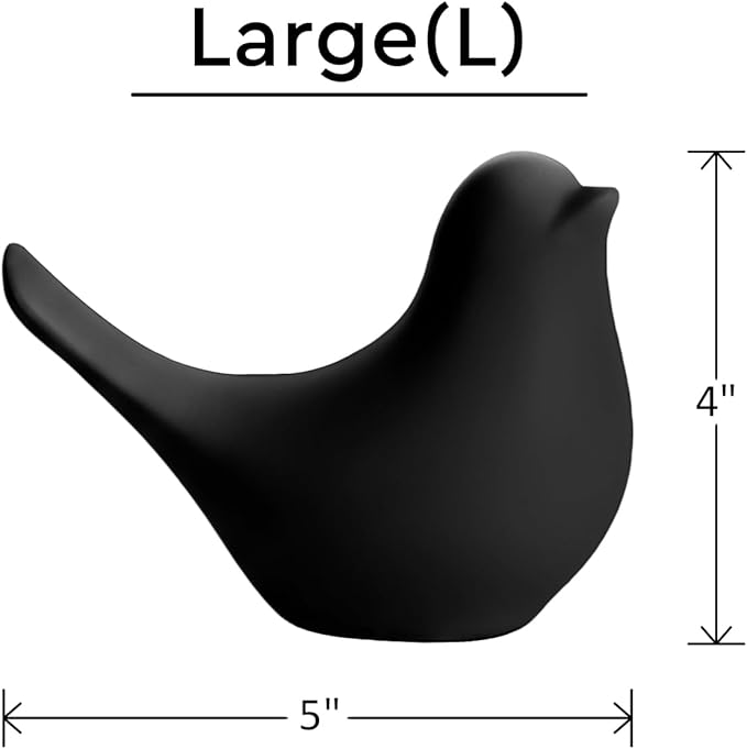Large Black Bird Statue – Modern Tabletop Sculpture for Living Room, Mantel, Shelf, Console Table, Entryway, Fireplace, Bedroom Décor, Monochrome and Minimalist Home Decorations