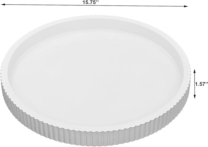 Carah & Cossh Round Wooden Serving Tray, White Round Decorative Wood Tray, Modern Decorative Tray, Perfect for Storage and Display (White B)