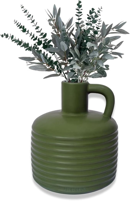 Annex Large Ceramic Handmade Bud Vase, Perfect for Pampas Grass, Book Vase for Flowers, Boho Room Decor for Home, Table, Shelf, Floor, Centerpiece or Book Display