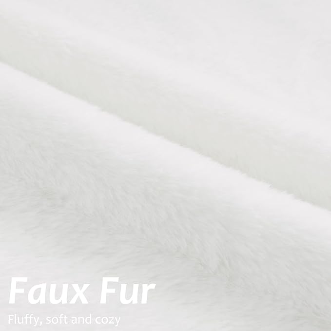 Pallene Faux Fur Plush Spring Throw Pillow Covers 26x26 Set of 2, Soft Fluffy Couch Pillow Covers for Living Room, White