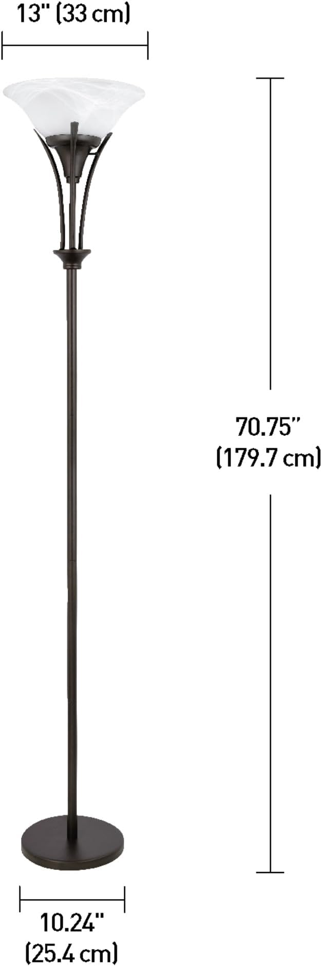 Globe Electric 63361 Gatineau 70" Floor Lamp, Dark Bronze Finish, Alabaster Glass Shade, 0