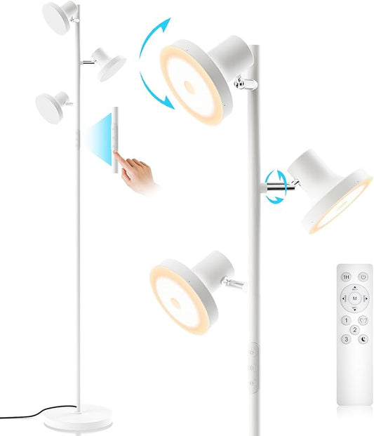SIBRILLE 36W LED Tree Floor Lamp, Modern Dimmable Standing Lamp with Remote & Touch Control, 4 Color Temperatures, 3 Rotatable LED Light Floor Lamps for Living Room, Bedroom, Office