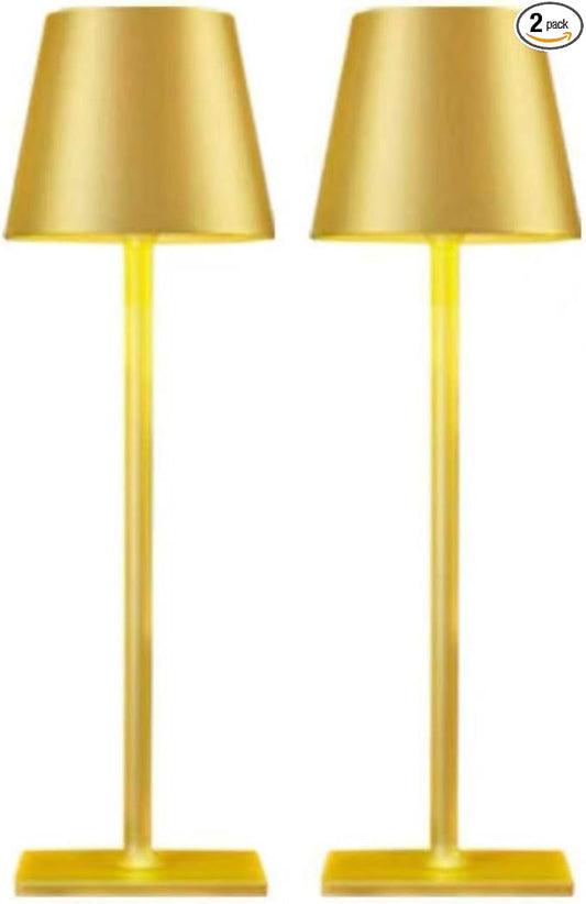 2 Pack Gold Cordless Table Lamps-6000mAh Rechargeable Lamps,Led Tabletop Lighting Outdoor Table Lights for Outside Patio/Restaurant/Dining Table/Kitchen Countertop/Home,Gold Desk Lamp