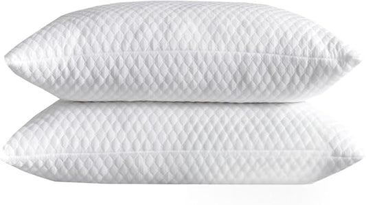 NTCOCO Shredded Memory Foam Bed Pillows for Sleeping Standard Size Set of 2, with Washable Removable Hypoallergenic Sleep Pillow for Back and Side Sleeper