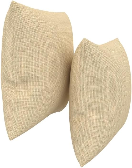 Covers & All Sunbrella Indoor/Outdoor Throw Pillows, Square Throw Pillows Inserts with Covers Set of 2 (Spectrum Sand, 16x16)