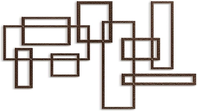 SIGNLEADER Metal Wall Decor Rectangles Composition Minimalist Modern Luxury Wall Sculpture Hangings 3D Statue Home Decoration for Living Room, Bedroom, Bathroom, Kitchen, Fireplace, Office - 24" Bronze