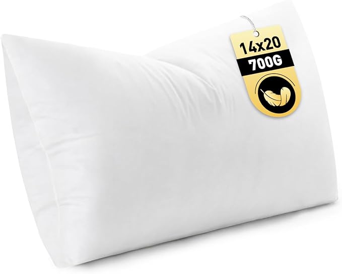 MIULEE 14x20 Inch Down Feather Pillow Insert,Fluffy and Comfy Throw Pillow with Cotton Fabric for Bed Couch and Sofa