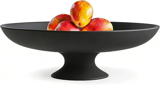 Large Black Decorative Bowl, Decorative Fruit Bowl for Kitchen Counter, Modern Pedestal Bowl for Home Decor, Stylish Key Bowls for Entry Table, Coffee Table Decorations