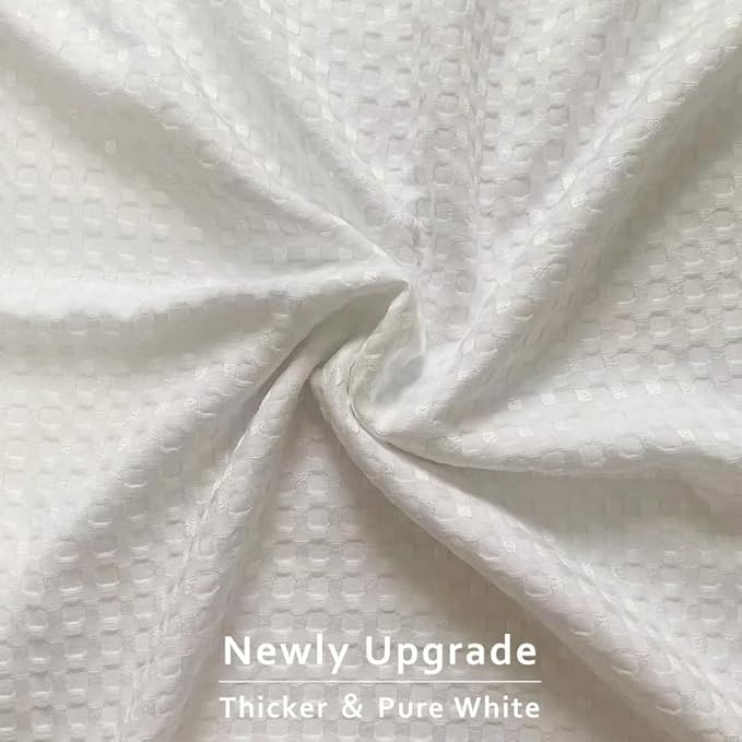 MIYE Pleated Waffle Weave Bed Skirt, Tailored Dust Ruffle 22 Inch Drop Easy Fit, Machine Washable (White, Twin - 22" Drop)