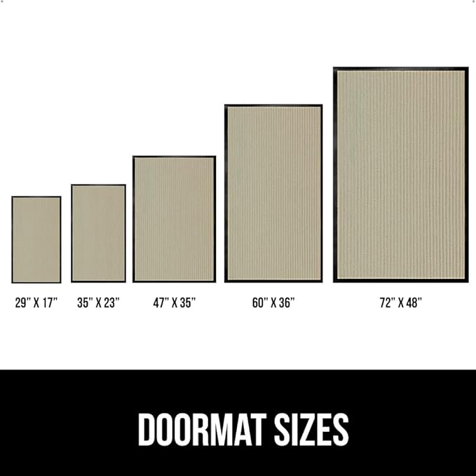 GORILLA GRIP Waterproof Traffic Guard Door Mat, Heavy Duty Entryway Mats, Strong Backing Commercial Utility Rugs for Office Hallway, Garage Floor and Home, Low Profile Carpet Runner, 29x17, Beige