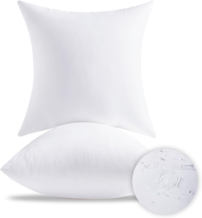 22x22 Outdoor Pillow Inserts Set of 2 Waterproof Hypoallergenic Oversized Throw Cushion Fillers – Square Polyester White Decorative Pillows for Couch Bed Sofa Patio Furniture – Soft & Firm Support